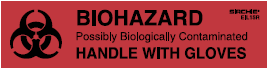 "Biohazard" Handle with Gloves Labels, 4" x 1" (EIL15R)